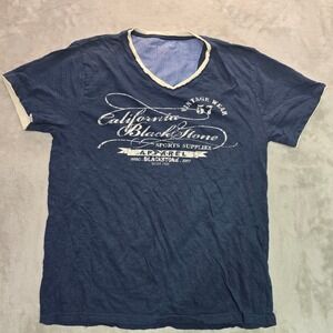 Sunday Work Clothes California Blackstone Graphic V-Neck T-Shirt Navy Blue L
